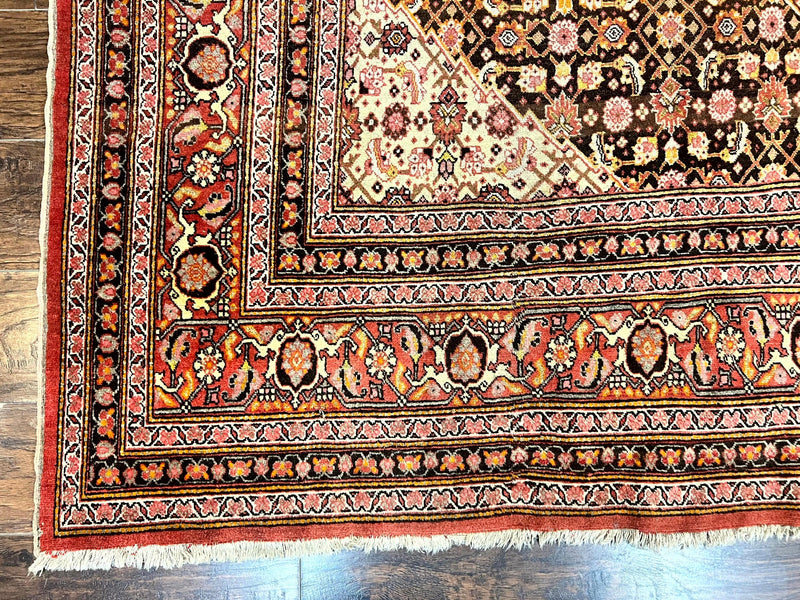 Rare Antique Persian Tabriz Rug 9x12, Red, Handmade, Wool