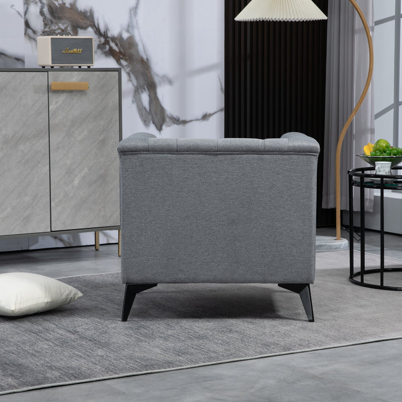 Accent Chair Living Room Chairs Single Sofa Chair,Arm Chairs with Linen Fabric, Mid Century Accent Arm Chairs Comfy Reading Lounge Club Armchair for Bedroom Office Study