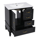 30" Bathroom Vanity With Sink, 3 Drawers, Adjustable Feet by HouseOfZazla