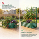 4x2x1FT Galvanized Raised Garden Bed with Arch Trellis