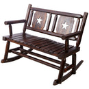 Rustic Outdoor Wood Rocking Bench Double Rocking Chair For 2 Persons With Curved Seat, Porch Rocker - Brown by HouseOfZazla