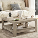Square Coffee Table With Storage - Light Ash