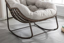 Outdoor Rattan Rocking Chair with Padded Cushion by HouseOfZazla