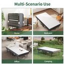 Twin Extra Long Folding Bed For Tall People, Heavy-Duty Rollaway Guest With Memory Foam Mattress - Black by HouseOfZazla