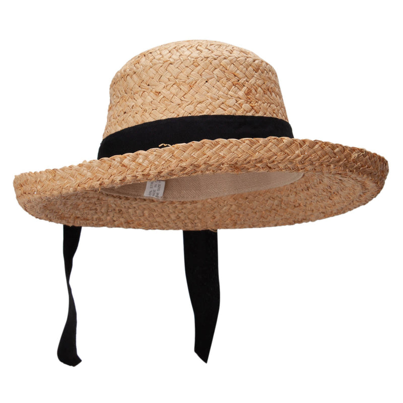 Raffia Wide Braid Black Ribbon Band Hat