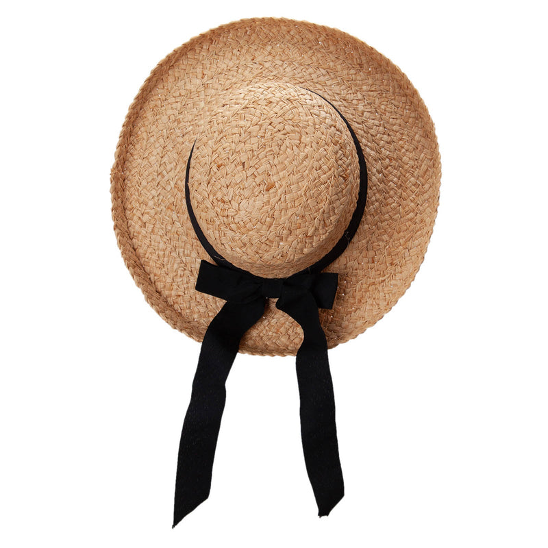 Raffia Wide Braid Black Ribbon Band Hat