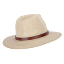 Men's Paper Braid Leatherette Buckle Trim Large Brim Fedora Hat