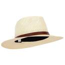 Men's Paper Braid Leatherette Buckle Trim Large Brim Fedora Hat