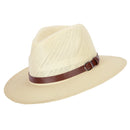 Men's Paper Braid Leatherette Buckle Trim Large Brim Fedora Hat