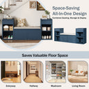 Entryway Storage Bench With Cushion, Drawers & Open Shelves by HouseOfZazla