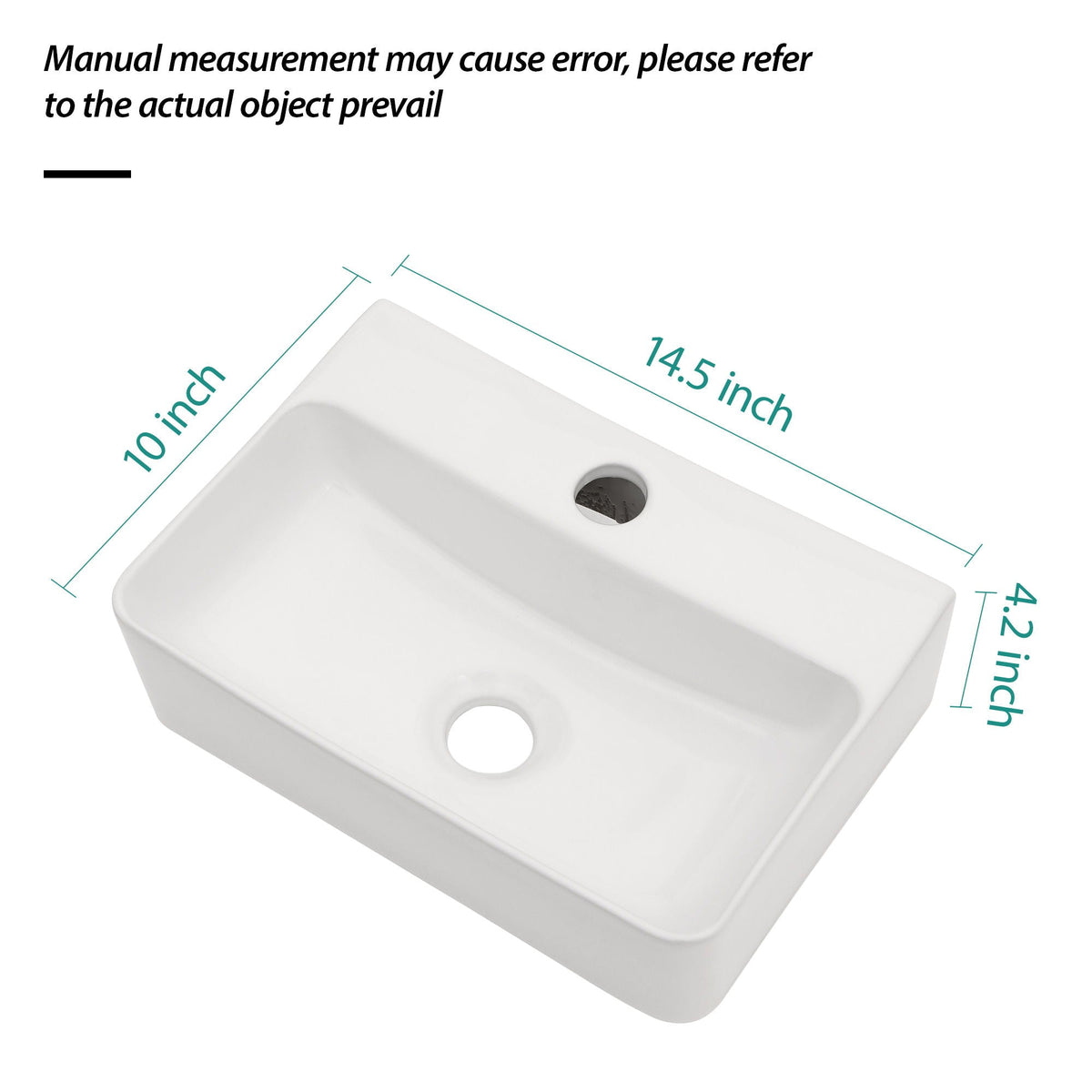 Ceramic Rectangle Wall Mount Bathroom Sink With Single Faucet Hole, photo 16 of 20