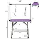 Folding Dog Pet Grooming Table Stainless Steel Frame Rubber Mat On Board With Adjustable Arm And Clamps Pet Dog Cat Grooming Table by HouseOfZazla