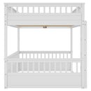 Queen over Queen Bunk Bed with Ladder and Guardrails, White