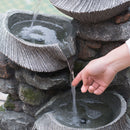 Indoor Outdoor Stone Water Fountain, 4 Tier Polyresin Cascading Rock Bowl Freestanding Fountain With LED Ligh - Gray by HouseOfZazla