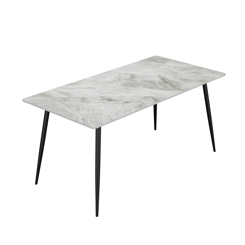 Dining Table with Sintered Stone Tabletop and Metal Legs, 63' Rectangular Modern Kitchen & Dining Room Table