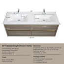 60" Wall-Mounted Bathroom Vanity with Double Sinks and Floating Storage by HouseOfZazla