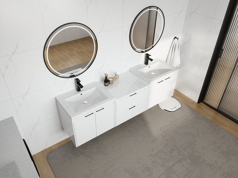 72" Bathroom Vanity With Resin Sink, Soft Close Doors, and 1-Side Cabinet, photo 5 of 10