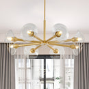36" Modern Gold 8-Light Sputnik Chandelier with Clear Glass Shades