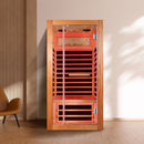 Single Person Sauna Room With LED Lighting, Epoxy Heating Plates, And Compact Design - American White Oak by HouseOfZazla
