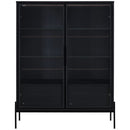 Modern Minimalist Style LED Curio Cabinet With Tempered Glass Door, Metal Legs by Unique Piece Furniture