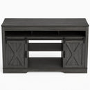 Farmhouse TV Stand With Sliding Barn Doors & Adjustable Storage