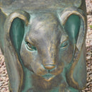 13inch High Rabbit Garden Stool, Lightweight Concrete, Gold Patina Finish, No Assembly Required