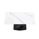 63" Modern Artificial Stone Straight Edge Metal X-Leg Dining Table, 6 People - White / Black by Unique Piece Furniture