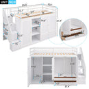 Loft Bed With 3 Shelves, 2 Wardrobes, 2 Drawers, Ladder Storage