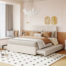 Upholstered Platform Bed With Drawers, Classic Headboard Design by HouseOfZazla