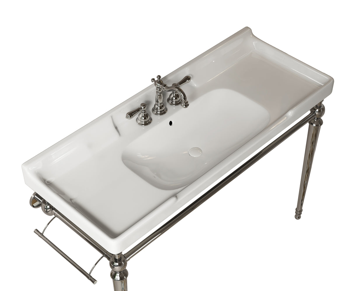 VICI 48" Bathroom Ceramic Basin with 3 Pre-Drilled Holes, photo 9 of 10