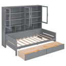 Daybed With Glass Door Storage Cabinets, Built In LED Lighting And Shelves by HouseOfZazla