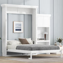 Queen Size Murphy Bed With Louvered Design And Multiple Storage Shelves - White by Unique Piece Furniture