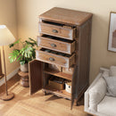 Rustic Wooden Storage Cabinet with Decorative Cutout Door & 3 Drawers