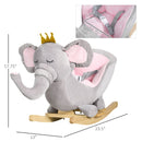 Qaba - Baby Rocking Horse Elephant Rocking Chair Toddler Rocker Toy With Sound Wooden Base Seat Safety Belt For 1.5-3 Year Old - Gray by HouseOfZazla