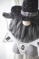 Set of 2 Black Fabric Gnomes with 'Boo' Banner