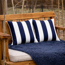 8 Pack Outdoor/Indoor Throw Pillows with Inserts - Navy/White Striped