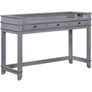 TREXM 4-Piece Dining Table Set for 3, Retro Kitchen Table and Chairs Set with 3 Storage Drawers, Ideal for Small Spaces (Gray)