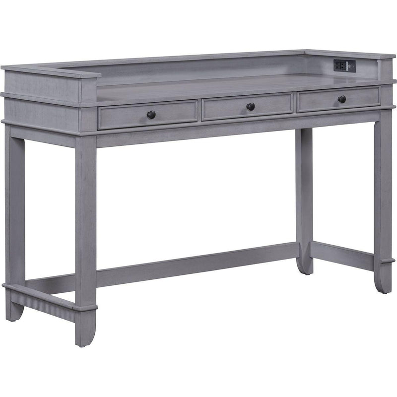 TREXM 4-Piece Dining Table Set for 3, Retro Kitchen Table and Chairs Set with 3 Storage Drawers, Ideal for Small Spaces (Gray)