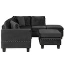 Modern Sectional Sofa With Storage Ottoman, L - Shape Couch With 2 Pillows And Cup Holders by HouseOfZazla
