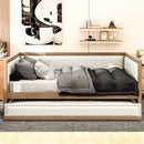 Full Size Daybed With Trundle And Nailhead Decoration - Wood by HouseOfZazla