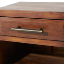 End Table in Brown Acacia Wood with Storage Drawer and Shelf by HouseOfZazla
