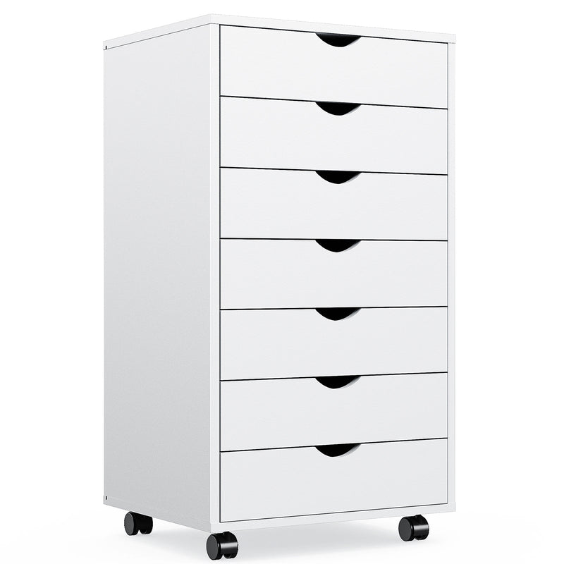 7 Drawer Chest - Storage Cabinets with Wheels Dressers Wood Dresser Cabinet Mobile Organizer Drawers for Office