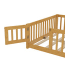 Montessori Floor Bed with Safety Guardrails - Pine Wood