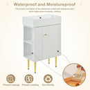 21.6" white Bathroom vanity, Combo Cabinet, Bathroom Storage Cabinet, Single Ceramic Vessel Sink, Left side storage