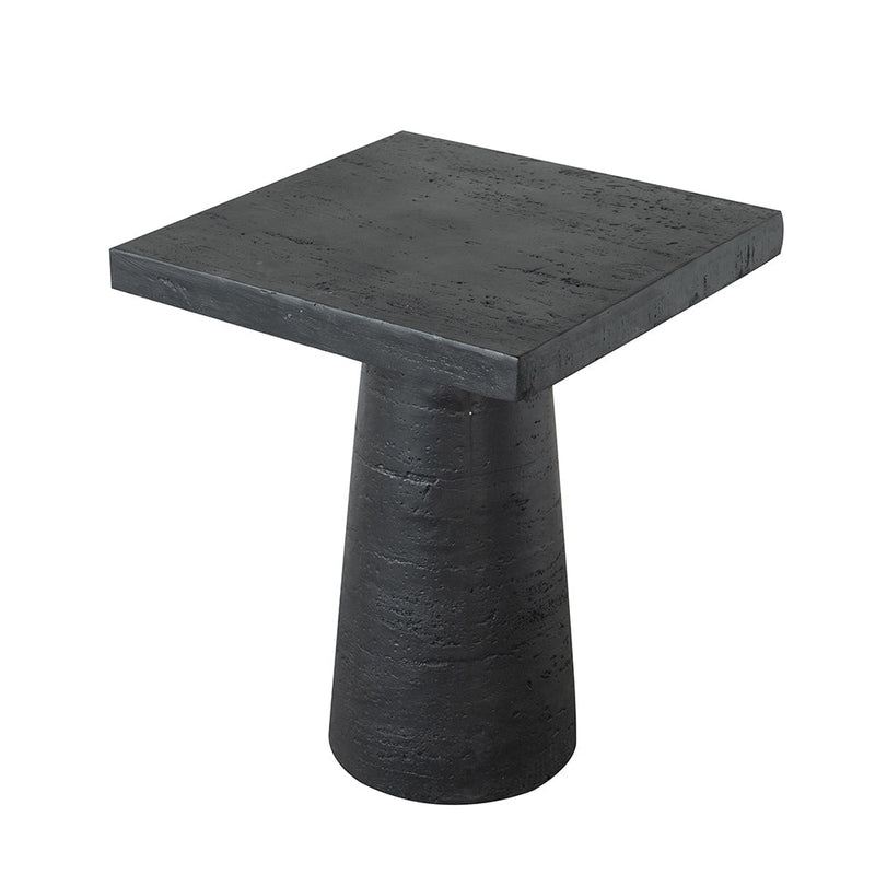 Walker Edison - 20x20x24" Black Square Side Table with Pedestal Base