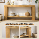 63" Boho Console Table with Storage Shelf – Rustic Farmhouse Sofa Table