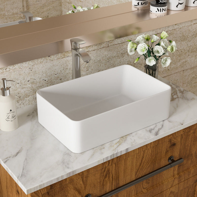 Modern European Design 21" X 14" Ceramic Rectangular Vessel Bathroom Sink - White, photo 4 of 8