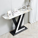 47.2"Modern Console Table, Exquisite shape design, Metal Frame with Adjustable foot pads for Entrance, Corridor, Living room & Office.(Black)