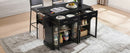 K&K 65" Kitchen Island with Storage & Drop Leaf