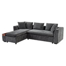 Modern L Shaped Sectional Sofa With Upholstery And Wooden Storage by HouseOfZazla
